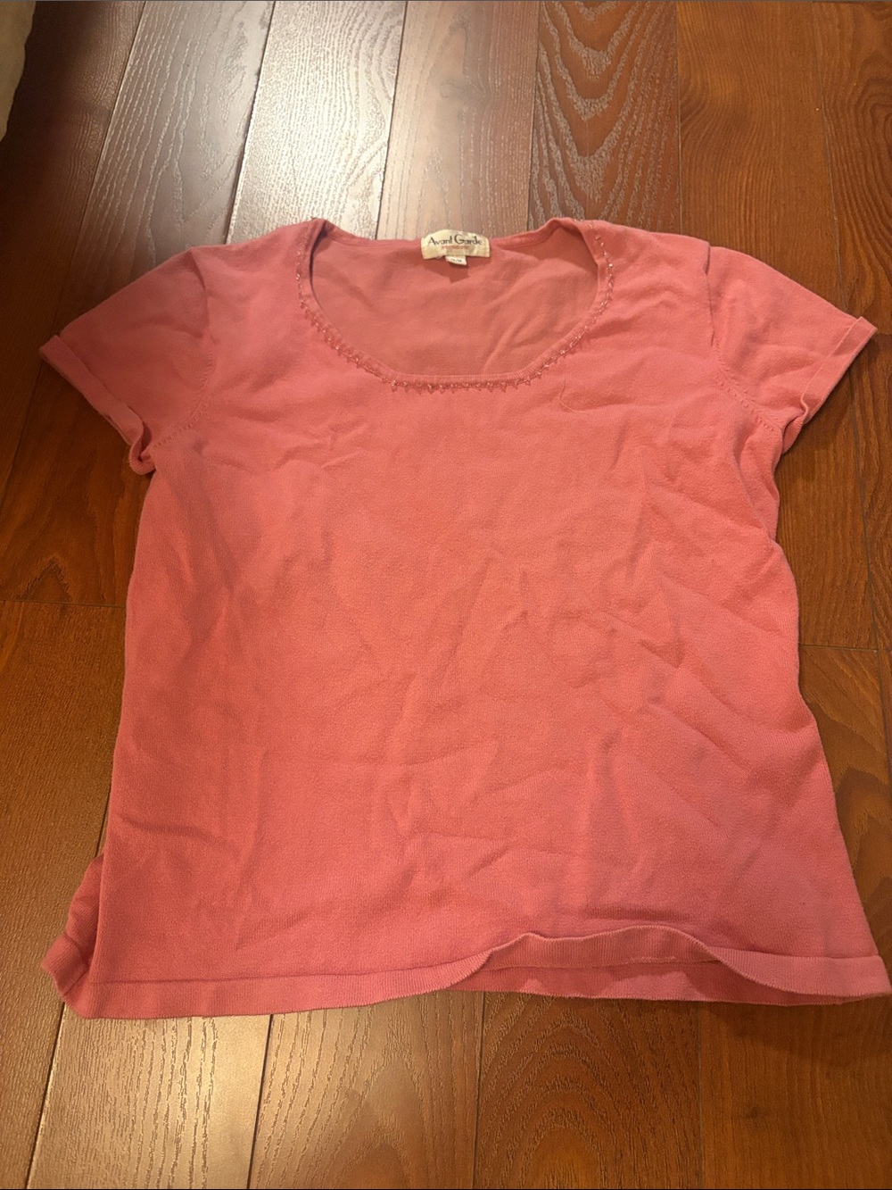 Pink Short Sleeve Scoop Neck Knit Top